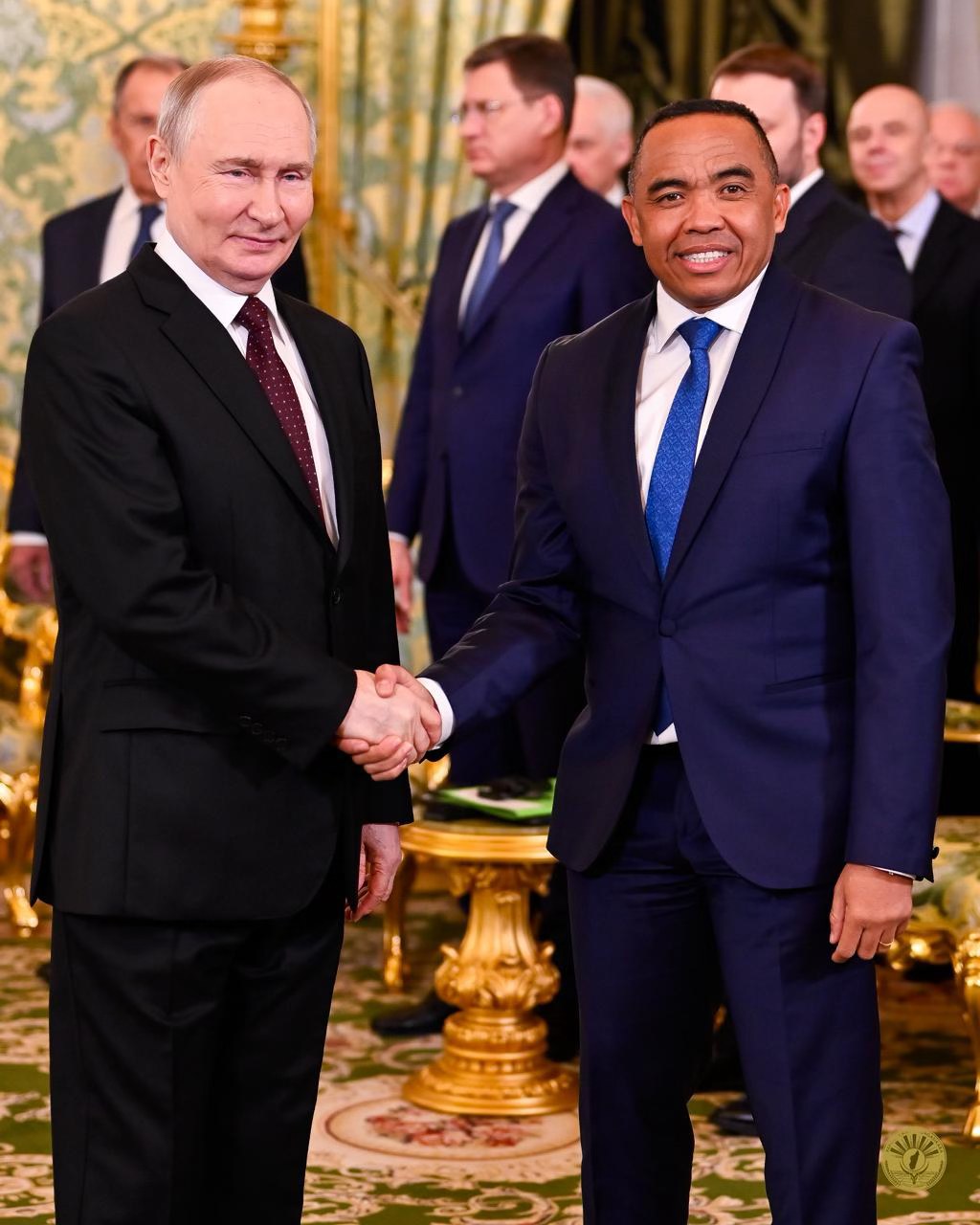 Fandraisan’ny Filoham-pirenena Rosianina ny Filohan’ny Fanavaozana, RANDRIANIRINA Michaël, tao amin’ny Lapan’i Kremlin, Moscou.